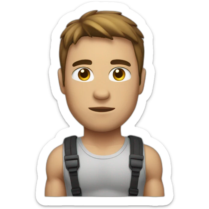 man with muscles,short hair,tired eyes,brown hair,bodysuit sticker