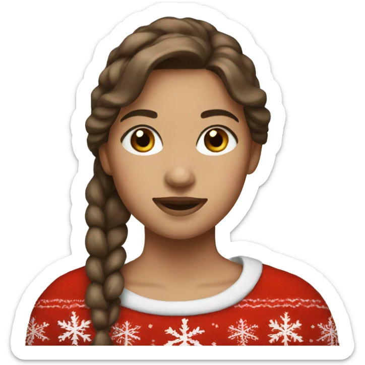 Girl with brown hair in Christmas sweater sticker