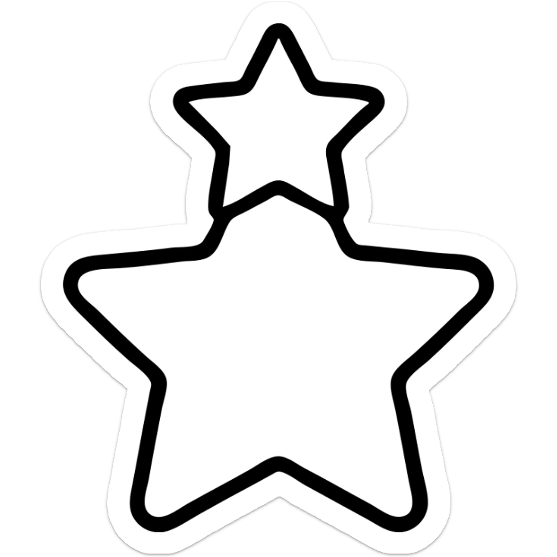 purple star with a yellow star on top, outlined icon style sticker