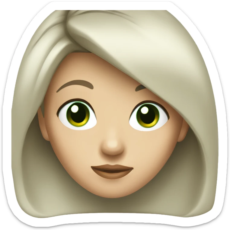 young caucasian woman head with dark short hair an green eyes sticker