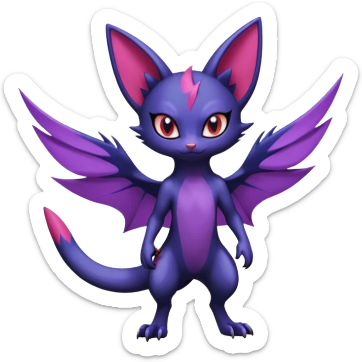 Sneasel-Purrloin-Noibat-Fakémon-hybrid-creature (full body)  sticker