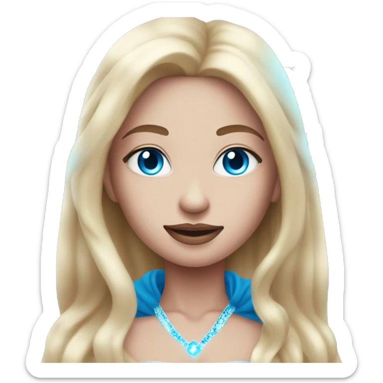 magical diva with thin pink andromedan skin long hair and blue eyes glowing third eye sticker