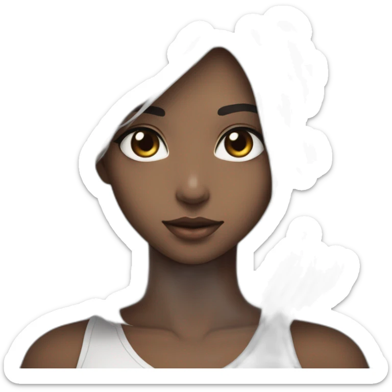 estilo anime, orelhas de coelho branca, cabelo preto, heterocromia sticker