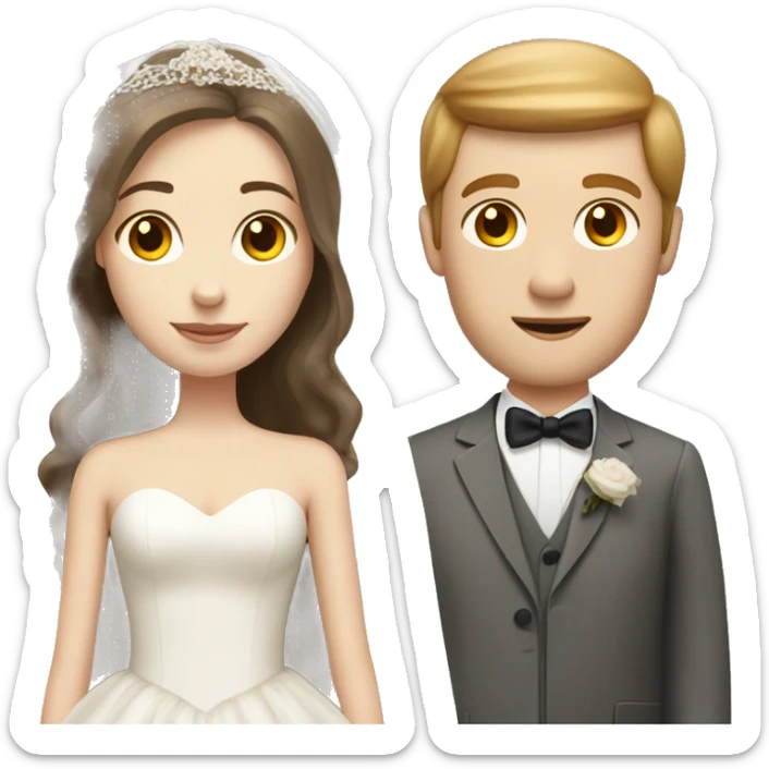 pale brunette girl marrying tall pale man with light brown hair  sticker