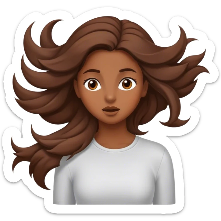 Brown hair girl hair blowing in the wind sticker