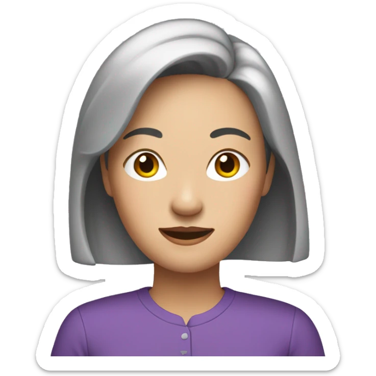 Asian Woman in Her 40s wearing purple shirt sticker