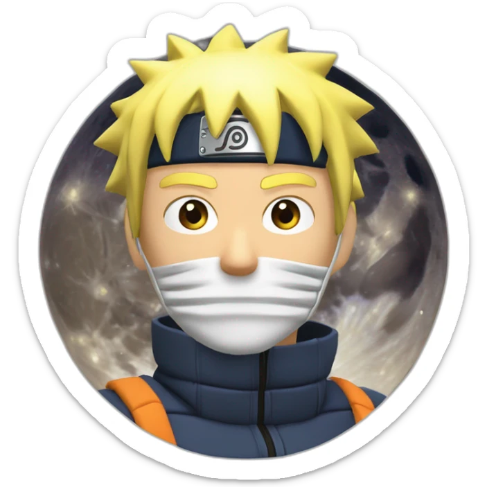 Naruto qui fume un bédo sur la Lune en compagnie de son maître sticker
