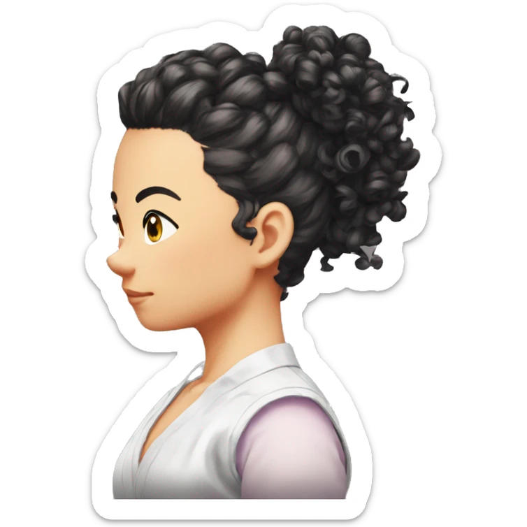 dragon ball curly hair bun ai designer girl sticker