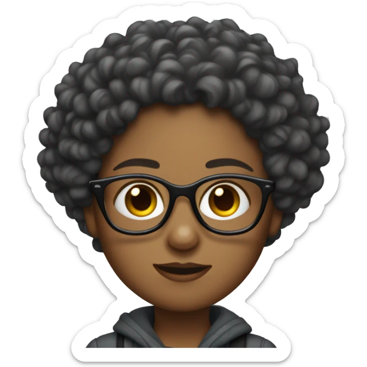 a white curly girl who wears glasses and rarely brushes her hair sticker