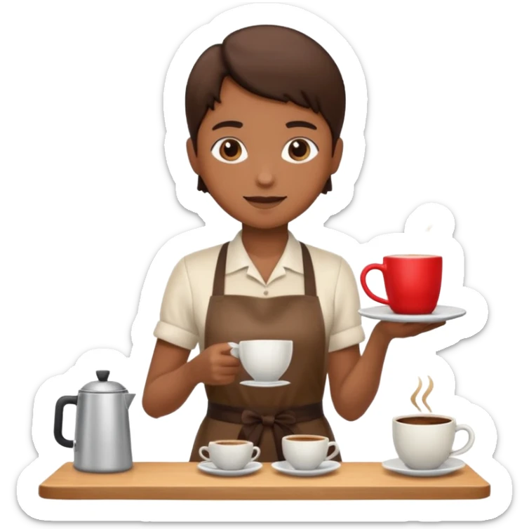 hazme una persona atendiendo una cafeteria universitaria sticker