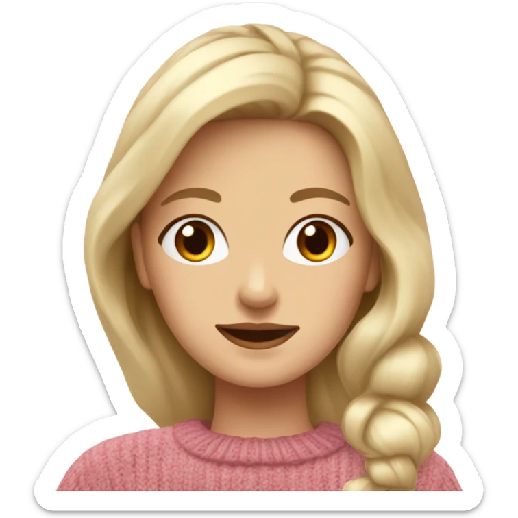 beautiful finnish blond woman with brown pink bloom sweater sticker