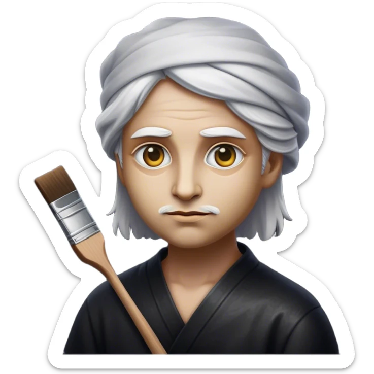 Cinematic Realistic Rembrandt Portrait Emoji, depicted as a master painter with deep reflective eyes and dramatic chiaroscuro, rendered with intricate textures and moody historic lighting that captures his timeless artistry. sticker