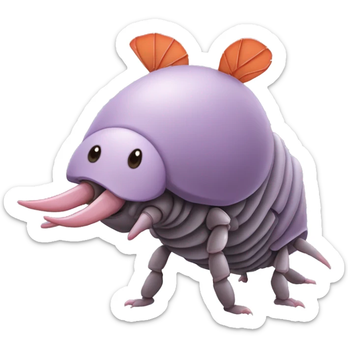Lavender gray Pig armadillo isopod lobster shrimp pig armadillo darth Vader face sticker