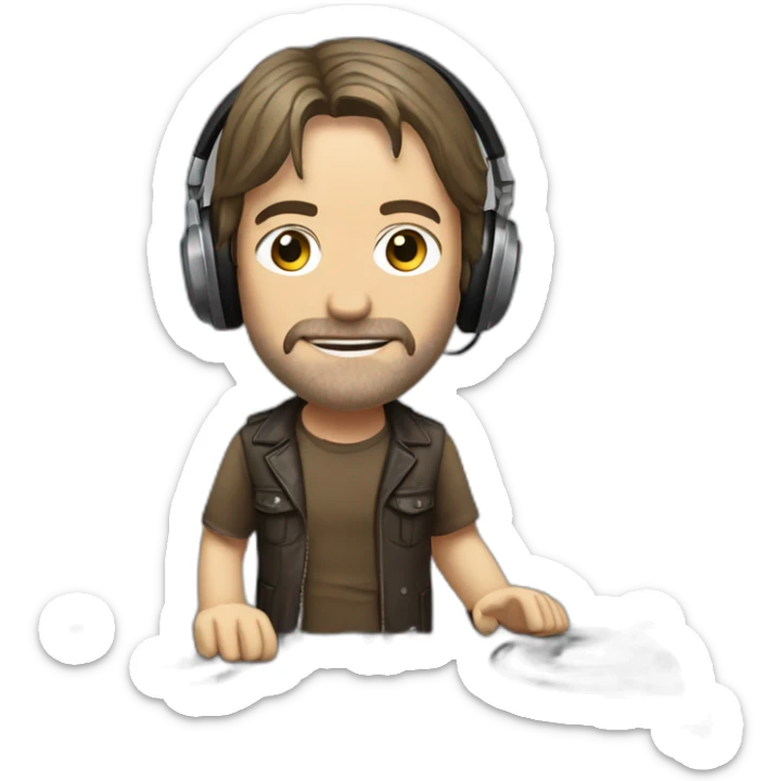 Daryl nixon from the walking dead series mixing songs like a famous DJ sticker