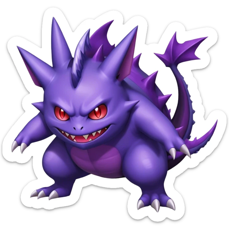 Shiny Dark Gengar-Haunter-Nidorino-fusion-hybrid full body sticker