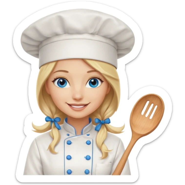 Sexy Long Blonde hair blue eyed female chef sticker