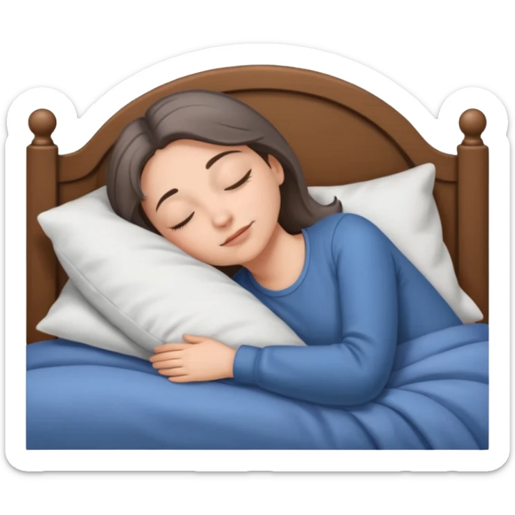 a gray and brown hair woman sleeping in a bed sticker