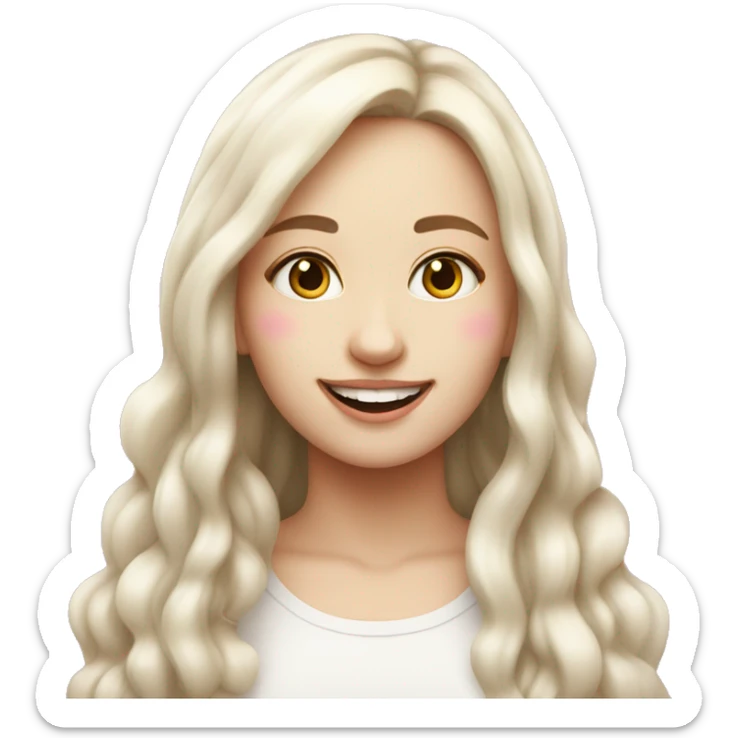 smiling slavic girl with white skin and pink light lips sticker