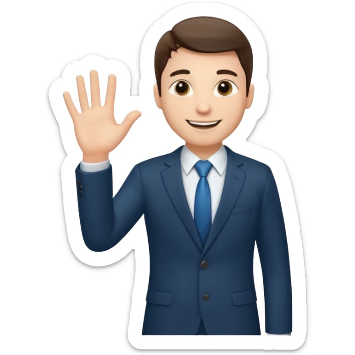 The businessman extends his hand to the side, as if he is about to take something. sticker