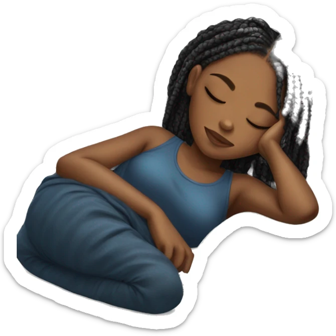 Singular black girl with box braids sleeping on pillow sticker