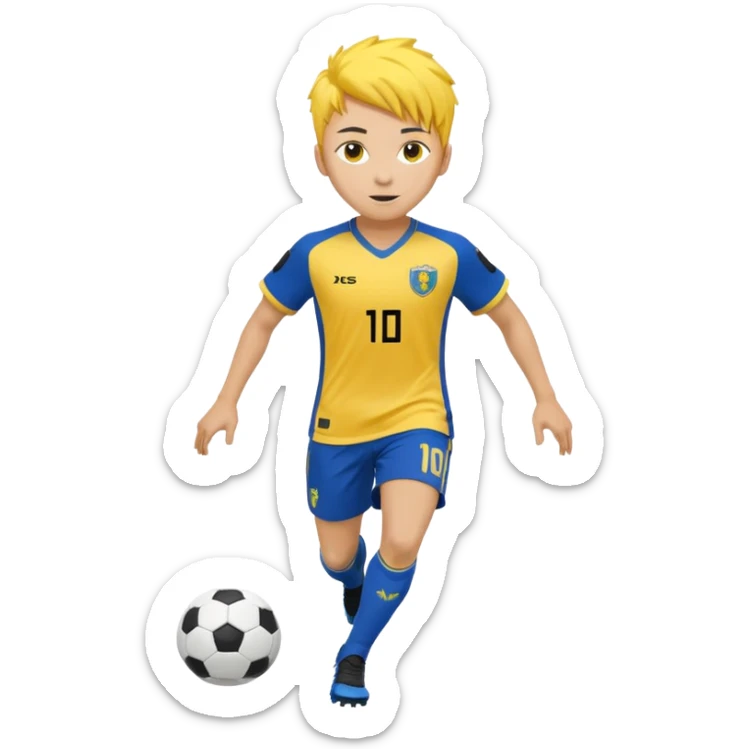 Meguru Bachira from Blue Lock, energetic soccer player with wild yellow and black hair, bright eyes, Blue Lock uniform, dynamic pose sticker