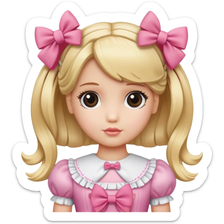 a doll with blonde hair bows on both of side her hair sticker