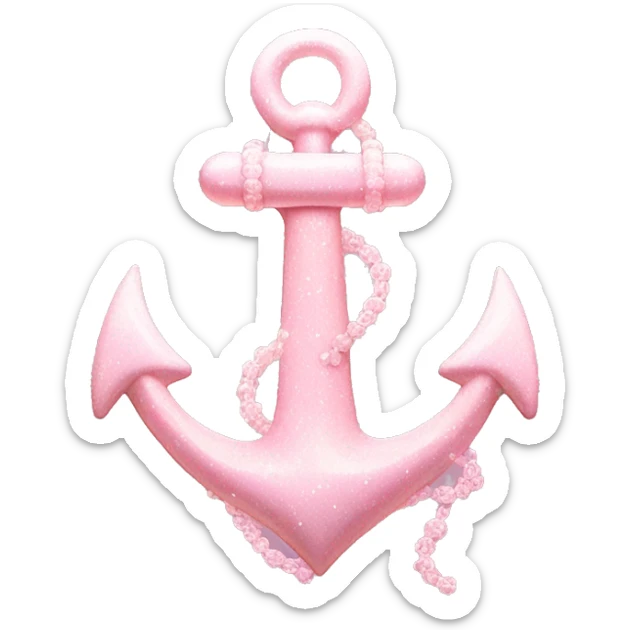 Pastel Pink Anchor "A pastel pink anchor with glowing edges, shimmering details, and tiny bubbles and sparkles surrounding it." sticker