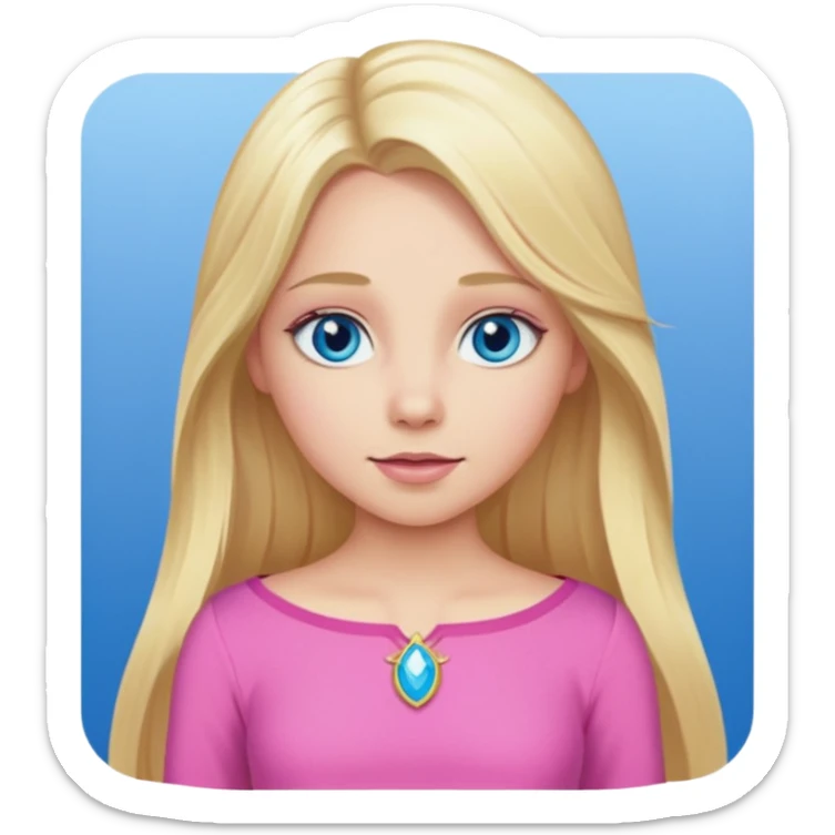 Aurora from Sleeping Beauty with long blonde hair, blue eyes, pink outfit sticker