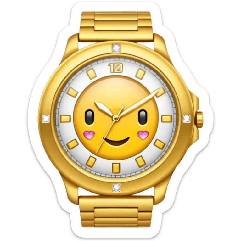 Crea un reloj de oro amarillo con muchos diamantes, sin la cara de fondo sticker