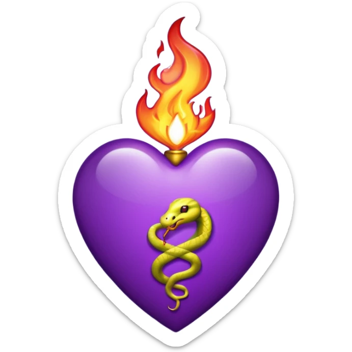 Purple Heart on fire with snake insignia on the Purple Heart.  sticker