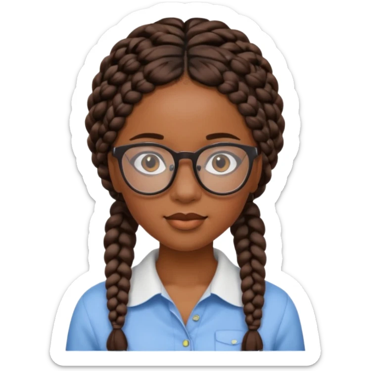 a pretty black girl with pretty braids and glasses  sticker
