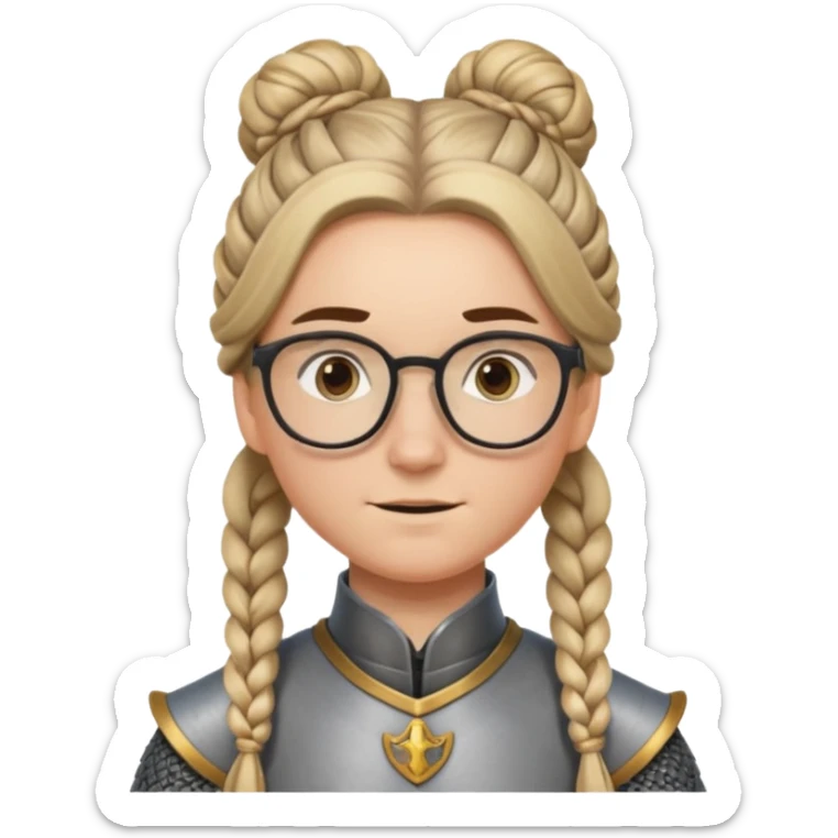 knight's with glasses with long boarder & hair bun hair sticker