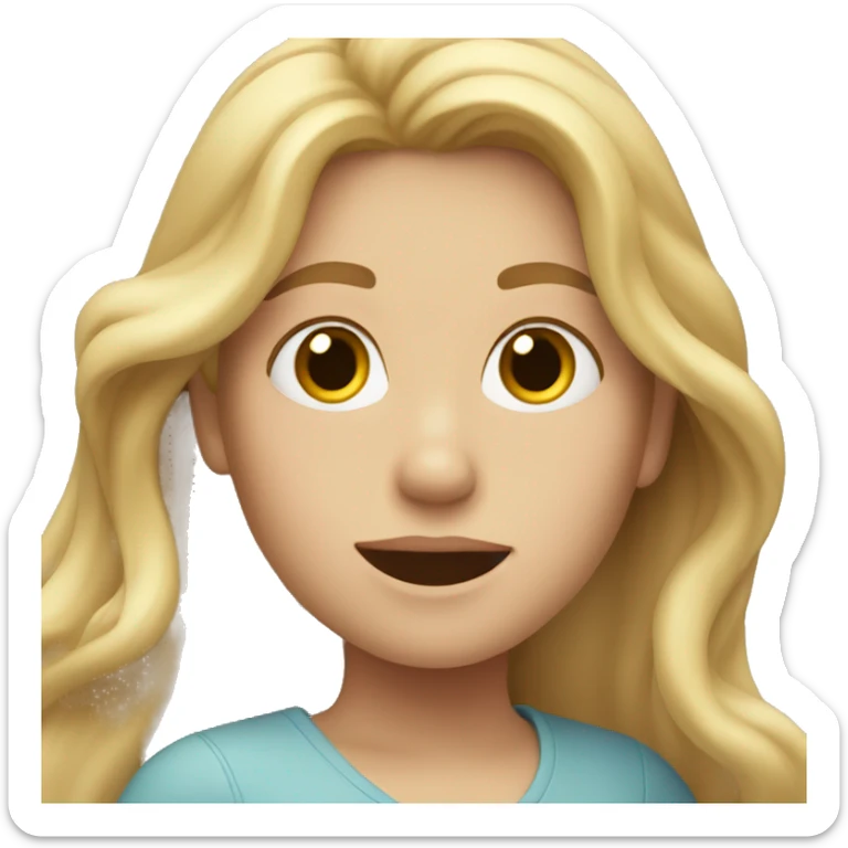 a girl with long blonde hair in the wind sticker