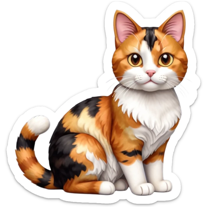 cinematic-[calico tabby cat]-realistic-full-body-sitting-emoji,-tail-curled-playfully-around-its-paws, cinematic-cute-calico-cat-portrait-emoji,-head-tilted-playfully-with-sparkling,-inquisitive-eyes-and-a-charming-patchwork-fur-of-orange,-black,-and-white,-simplified-yet-irresistibly-adorable,-highly-detailed,-glowing-with-a-warm,-invit (3) sticker