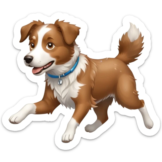 Dog with right side of face brown left side white sprinklers colour Labrador Australien Shepard mix  sticker