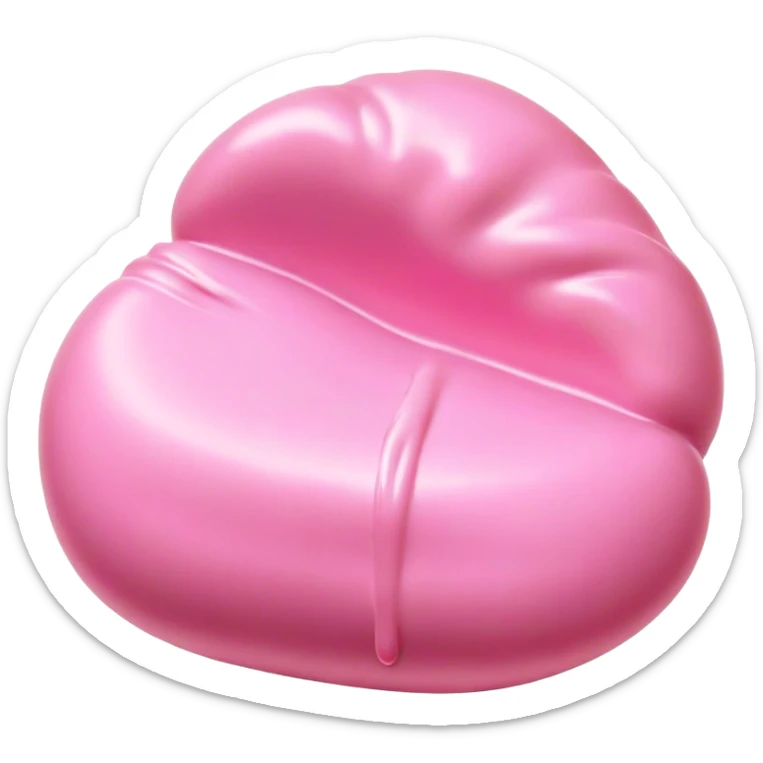 Cinematic Realistic Opaque Pink Slime, smooth and buttery with a pastel pink hue, ultra-glossy with a soft sheen, subtle folds and ridges forming as it moves, reflecting gentle highlights, glowing with a delicate, creamy texture, evoking a sense of playful satisfaction. sticker