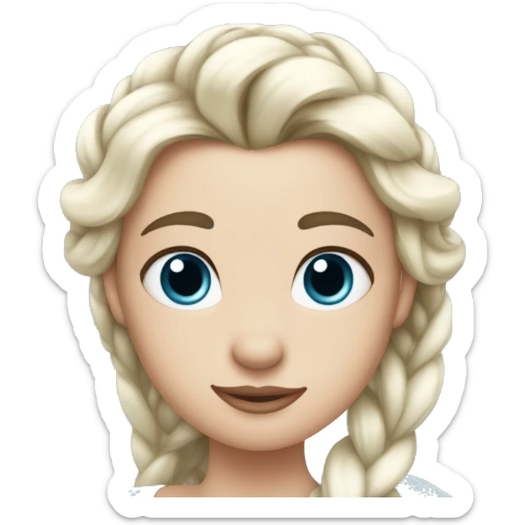 duck with hair like Elsa from frozen, white braids, blue eyes sticker