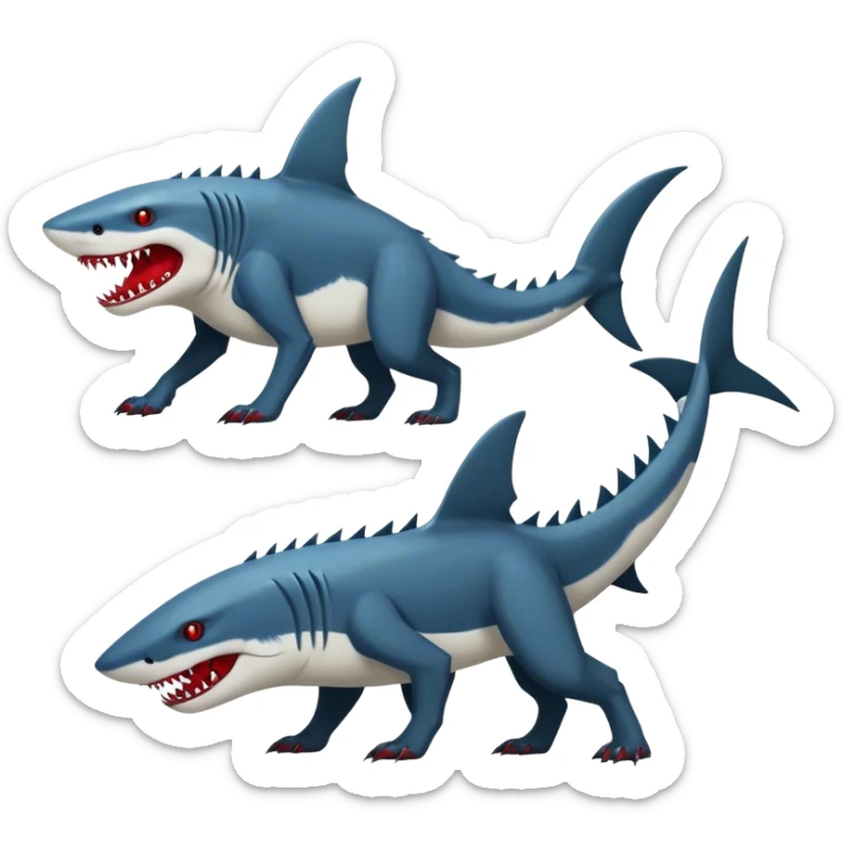 Realistic dark edgy canine-vernid-sergal-fursona-hybrid-animal creature with a shark-tail and red scars, full body, with cool sharp markings  sticker
