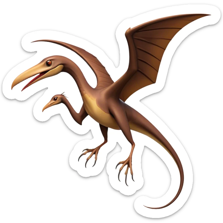 Cinematic Noble Pterodactyl Portrait Emoji, Poised and soaring, with a slender, aerodynamic body, expansive leathery wings outstretched, a long pointed beak, and keen, piercing eyes that exude aerial grace, Simplified yet sharply defined features, highly detailed, glowing with a soft, ethereal radiance, high shine, intelligent and commanding, stylized with an air of prehistoric flight mastery, focused and graceful, soft glowing outline, capturing the essence of a watchful and confident Pterodactyl that appears ready to glide out of the screen with effortless majesty! sticker