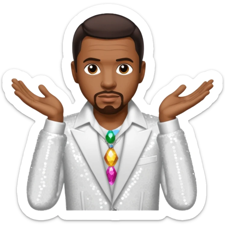 Keith Sweat, R&B Singer (b.1961) with dark brown hair, white sequin outfit sticker