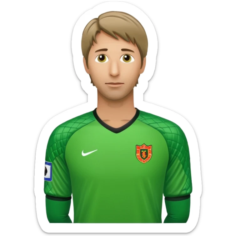 Edwin van der Sar as a football goalkeeper in a green goalkeeper kit sticker