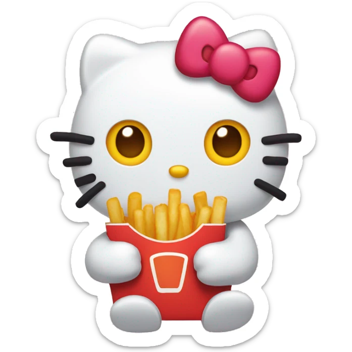 Hello Kitty with French fries sticker
