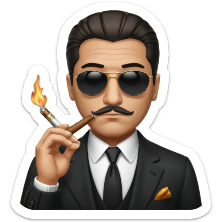 Italian gangster, tailored suit, cigar, dark shades, sticker