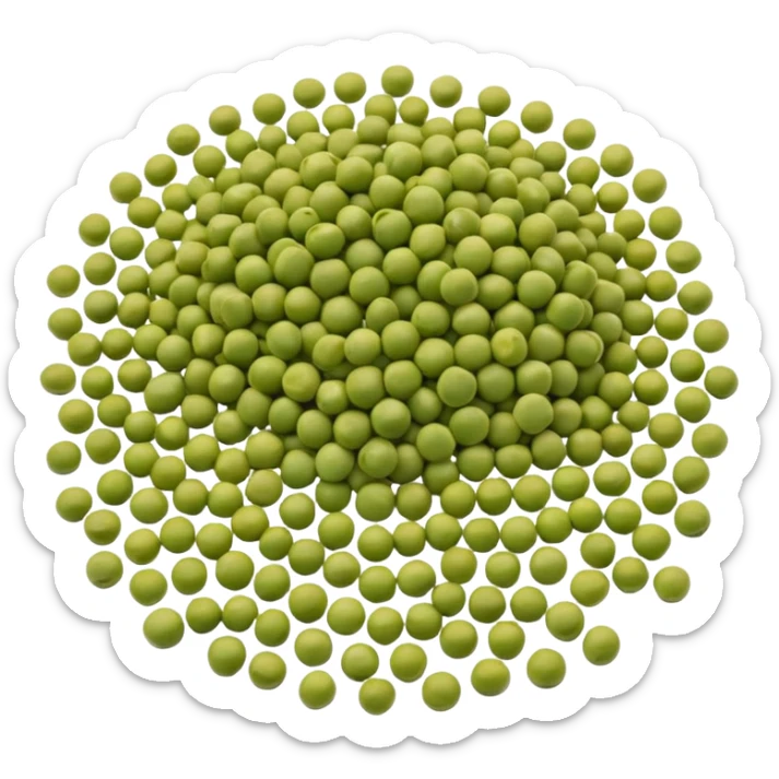 loose scatter of dried split peas with a soft matte surface and muted green to yellow-green tones, each half-pea smooth, round-edged, slightly flattened, clean natural break, no bowl or extras, apple emoji style, soft lighting, subtle shadows, transparent background, emoji scale sticker