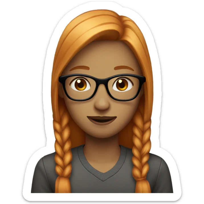 ginger girl with straight hair light eyes braces and glasses sticker