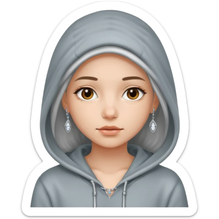 girl in hoodie with jewelryemoji sticker