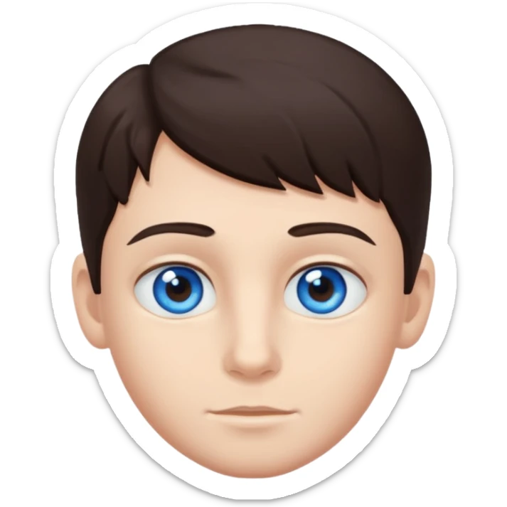 Crie um menino com cabelo castanho escuro com os olhos azuis sticker