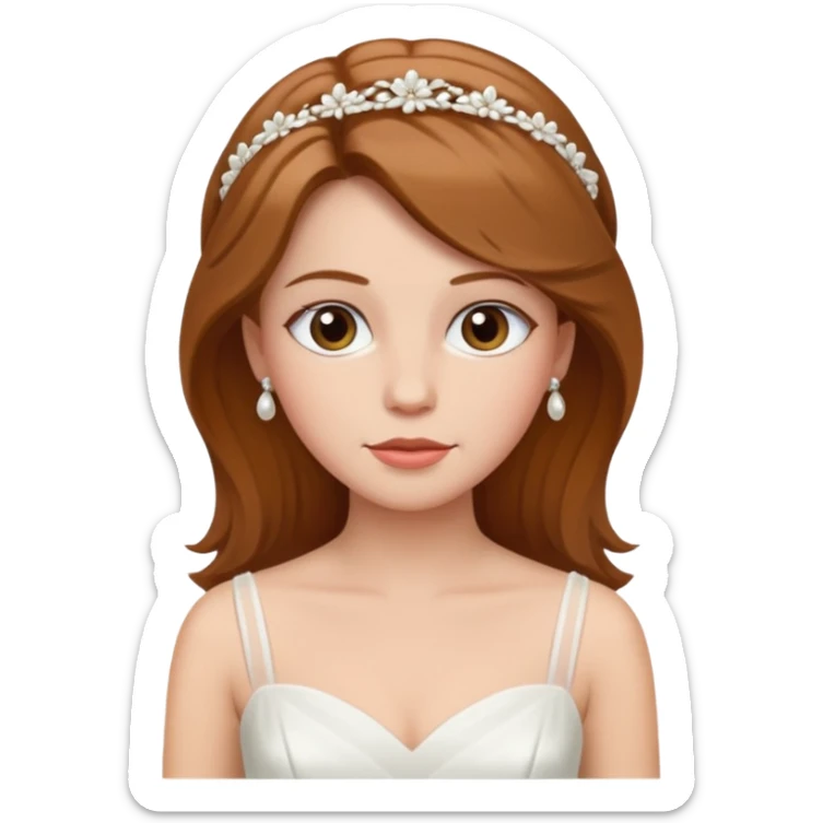 White tanned skin bride with hazel hair with a chin on her face sticker
