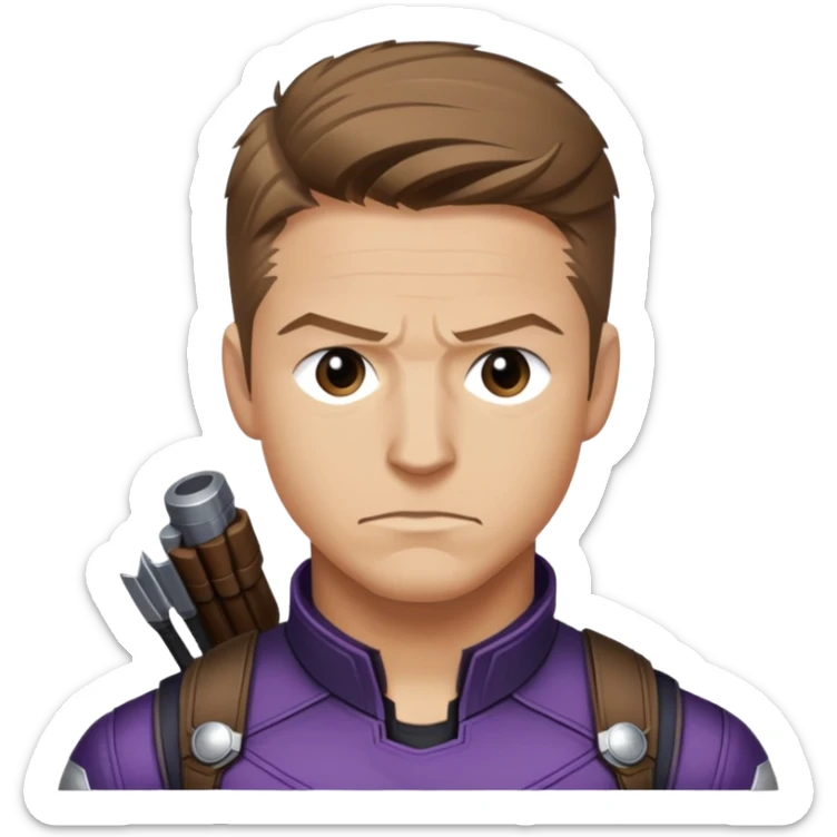 hawkeye clint barton portrait marvel, brown hair from captain america: civil war sticker