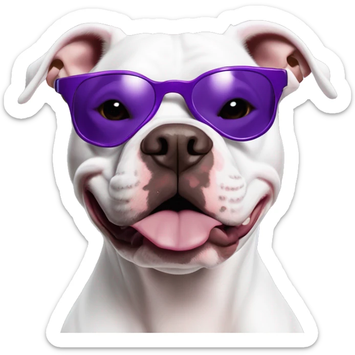 cachorro pitbull raivoso usando oculos oakley juliet roxo sticker